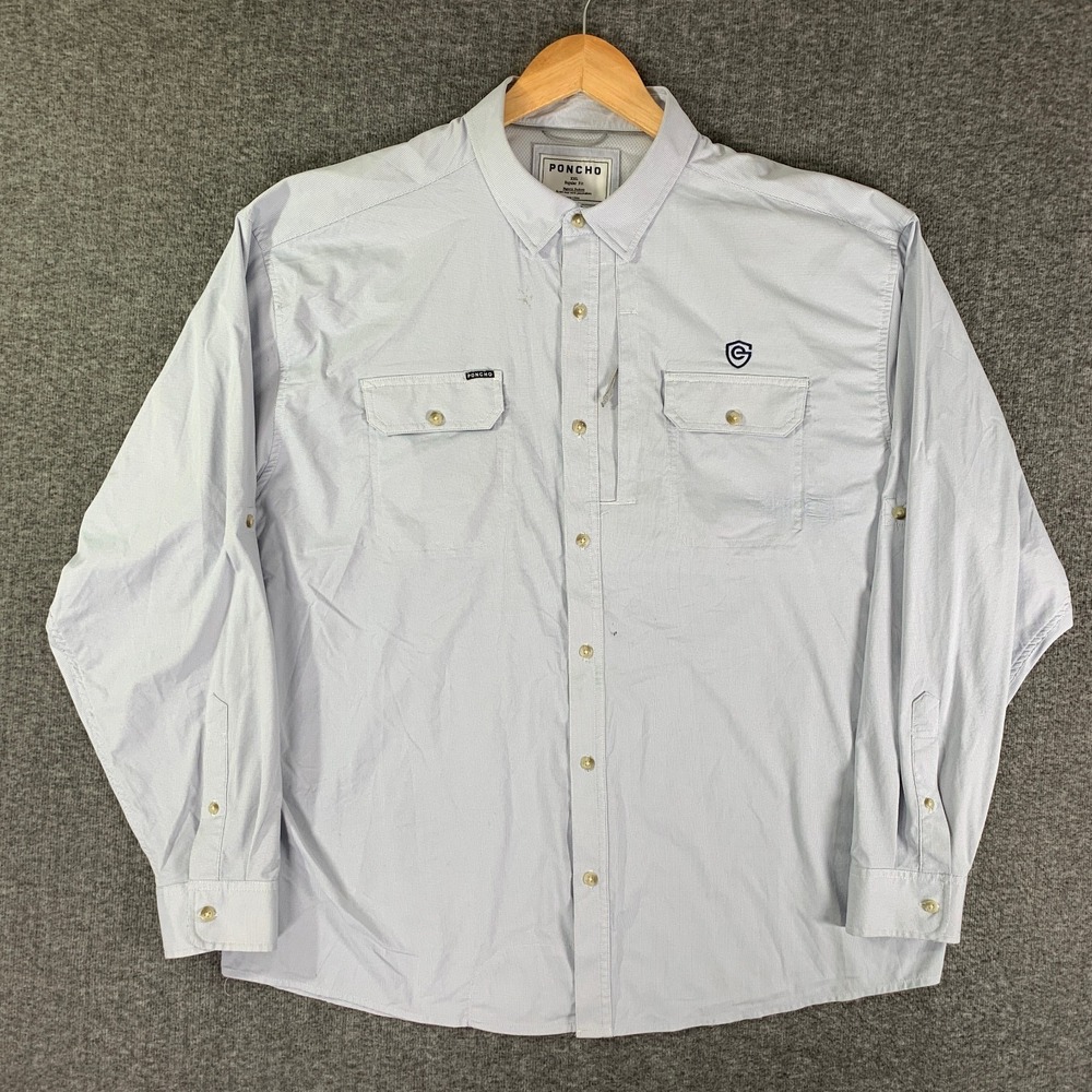 Poncho Shirt Men 2XL Regular Fit Button Up Outdoor Western Fishing Vented